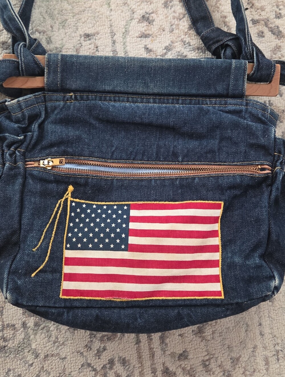 Denim Shoulder Bag Patriotic USA Fabric Y2K Americana - Picture 3 of 10